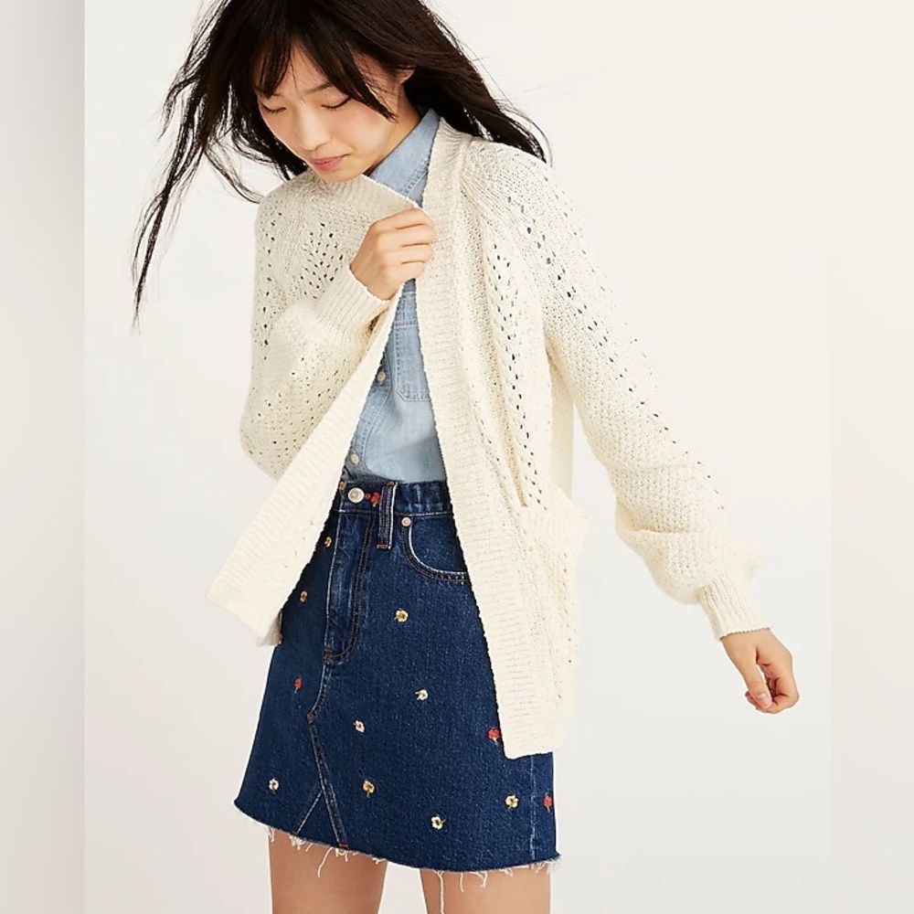 Madewell Sunnyvale Cardigan Sweater Bright Ivory Size XS Oversized